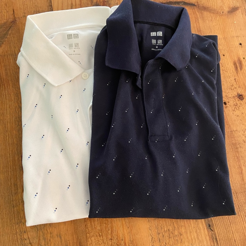 2 Uniqlo sz M men’s polo shirts. Like new!